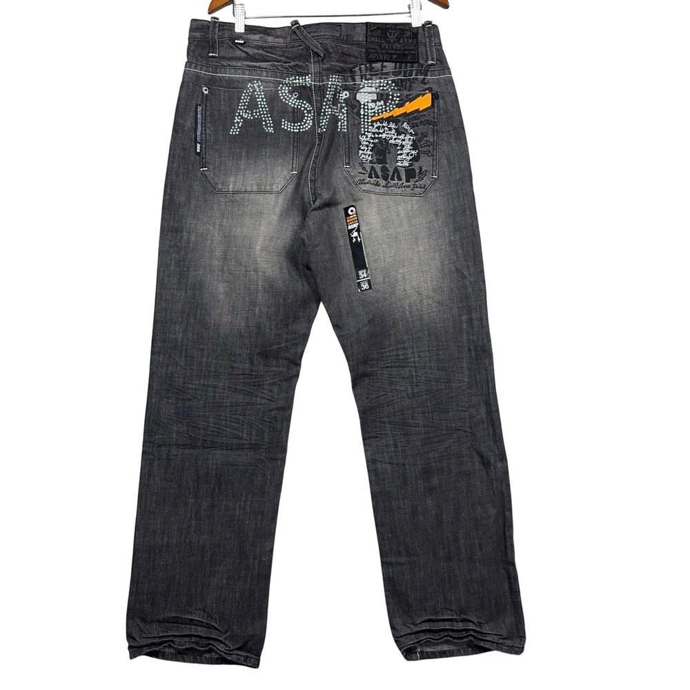 Akademiks Arms Patrol Baggy Jeans ASAP Mens 34 Denim Studded Y2K Skate Hip Hop